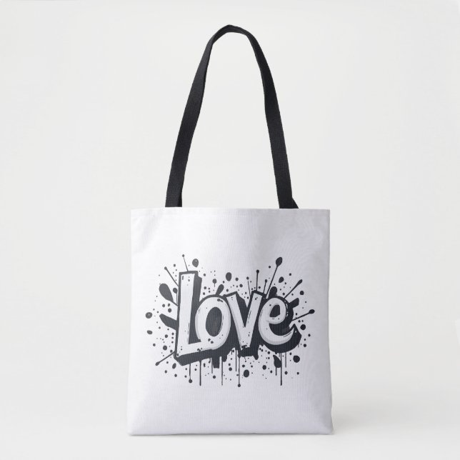 Tote Bag Tag d'amour monochrome (Devant)