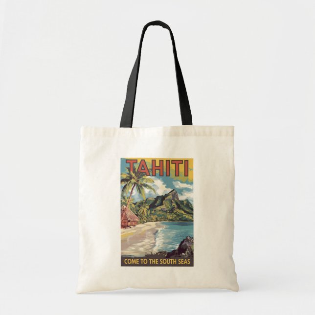 Tote Bag Tahiti Polynésie française Peinture Art Retro (Devant)