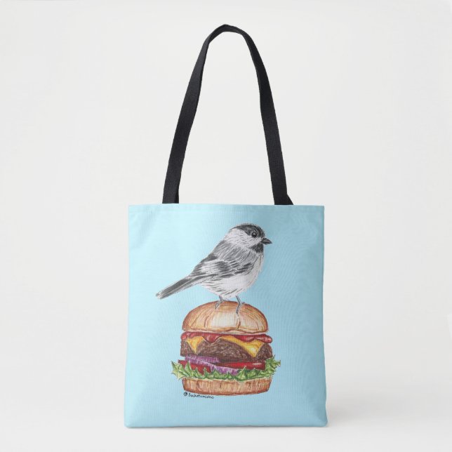 Tote Bag Tahoe Black Capped Chickadee Cheeseburger Bird Dk (Devant)