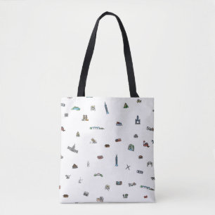 Tote Bag Taïwan Motif des monuments et des bâtiments 