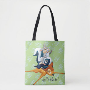 Tote Bag Tampon, Fleur et Bambi empilés pendant le jeu