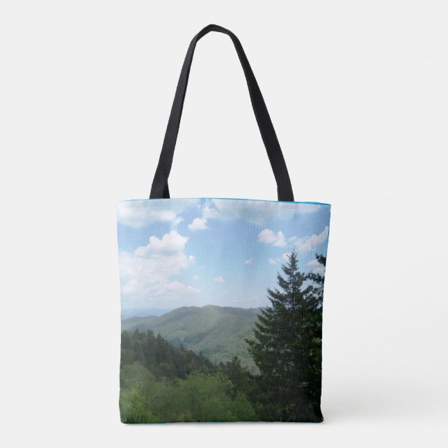 Tote Bag Tannenbaum Mountain Scene Christmas Tote Bagt (Dos)