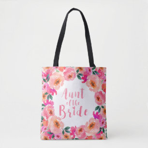 Tote Bag Tante de la mariée rose aquarelle Mariage floral