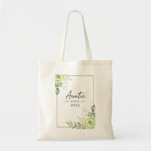 Tote Bag Tante depuis personnalisé année Floral manuscrit