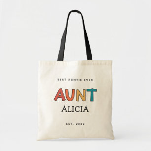Tote Bag Tante Personnalisée Retro Cadeau Meilleure Tante J