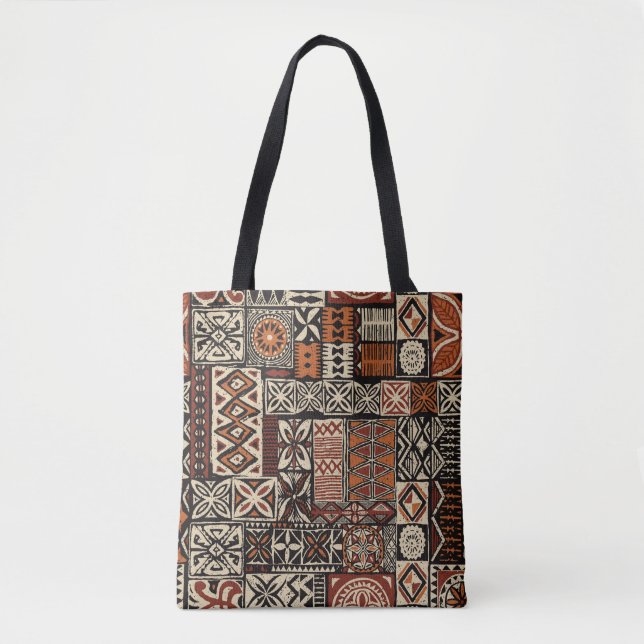 Tote Bag Tapa tissu tribal de style hawaïen abstrait patchw (Devant)