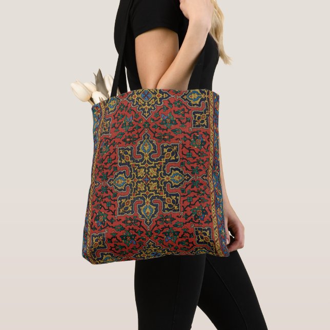 Tote Bag Tapis persan rouge bleu classique (De près)
