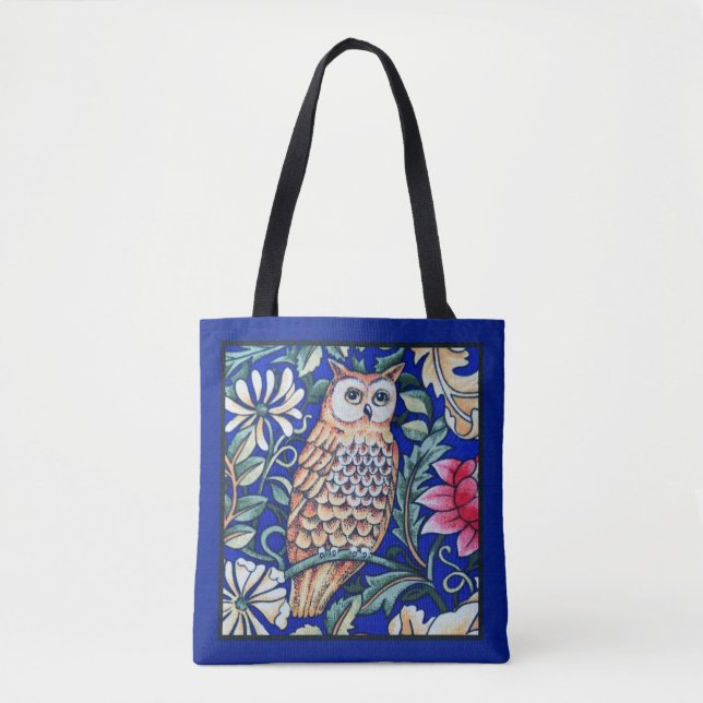 Tote Bag Tapisserie de hibou de William Morris, beige et (Devant)