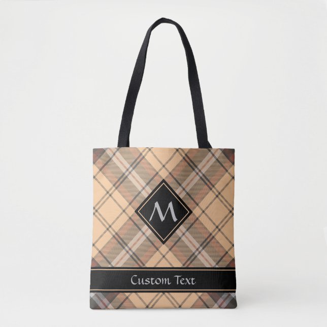Tote Bag Tartan beige et Brown (Devant)