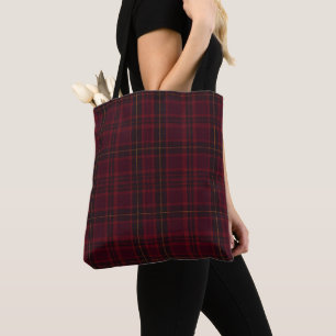 Tote Bag Tartan Bourgogne Élégant
