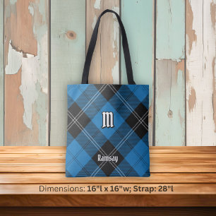 Tote Bag Tartan de chasse bleu du clan Ramsay