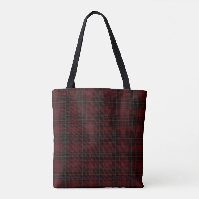 Tote Bag Tartan Plaid Motif Écossais Rouge Et Noir (Dos)