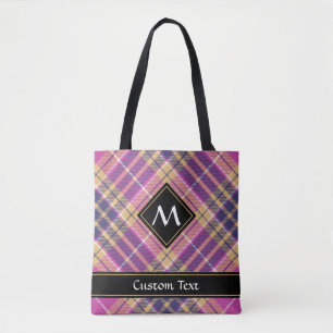 Tote Bag Tartan rose, or et bleu