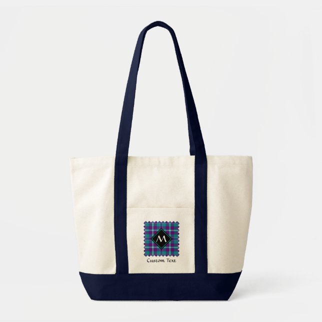 Tote Bag Tartan vert de mer, violet et bleu (Devant)