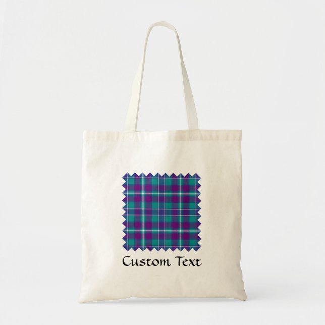 Tote Bag Tartan vert de mer, violet et bleu (Devant)