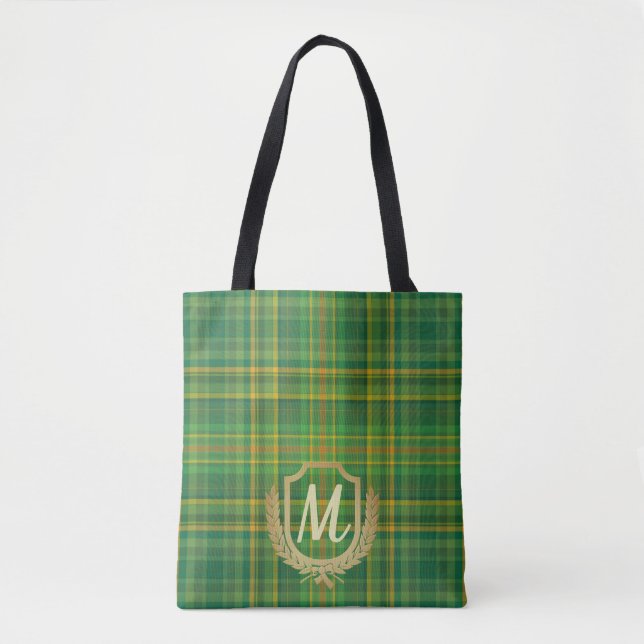 Tote Bag Tartan vert riche (Plaid) personnalisé (Devant)