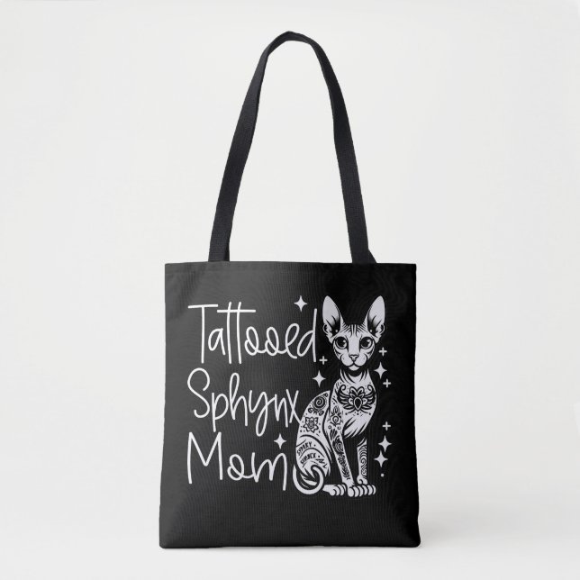 Tote Bag Tatouage Sphynx Maman Cadeau Chat (Devant)