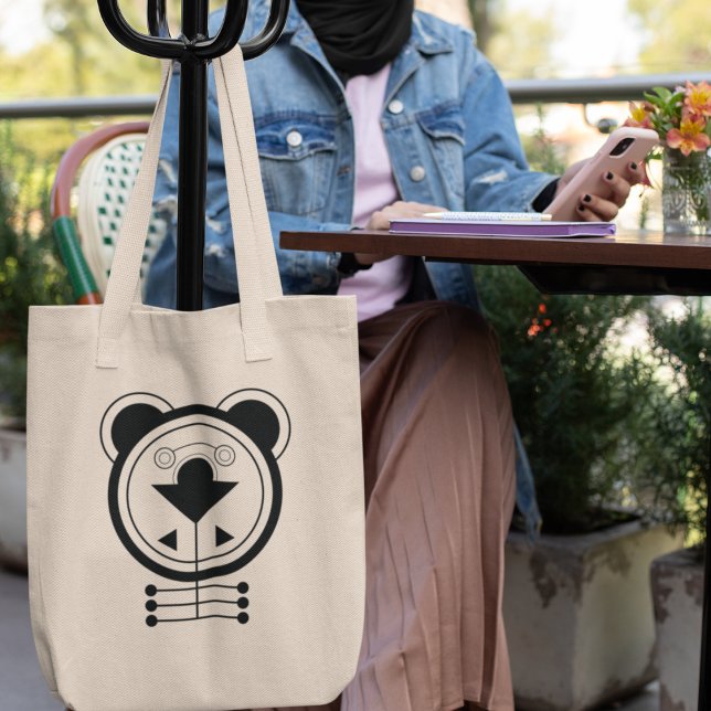 Tote Bag Tatsu Dragon Zodiac géométrique (Carry strength and style with the Tatsu Dragon zodiac tote.)