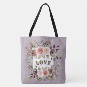 Tote Bag Taupe Bouquet floral de l'amour mode Fourre-tout