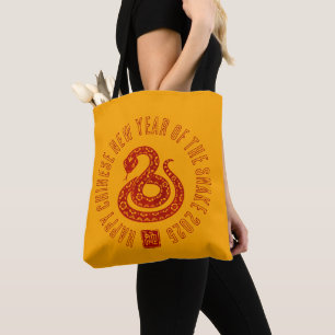 Tote Bag TB de style découpe papier serpent rouge