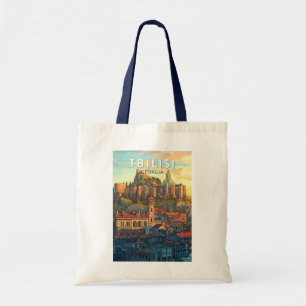 Tote Bag Tbilisi Géorgie Illustration Voyage Art Vintage