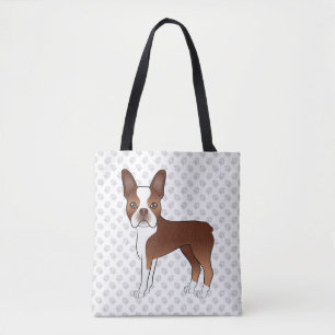 Tote Bag Tchiot De Dessin Animé Mignon Boston Terrier Rouge