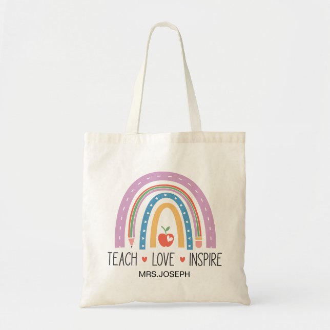 Tote Bag Teach Love Inspire Teacher  (Devant)