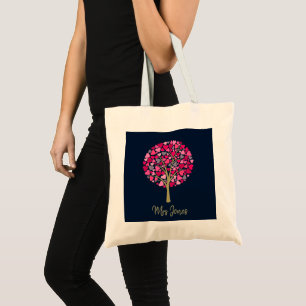 Tote Bag Teacher appreciation venft gold glitter heart tree