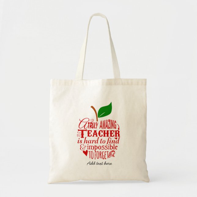 Tote Bag Teacher rouge mot art Apple merci mode (Devant)