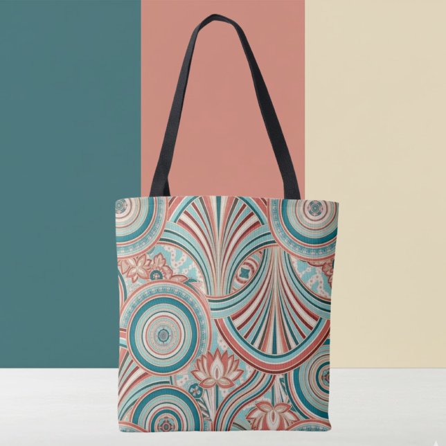 Tote Bag Teal and Coral Nouveau Flow (Créateur téléchargé)