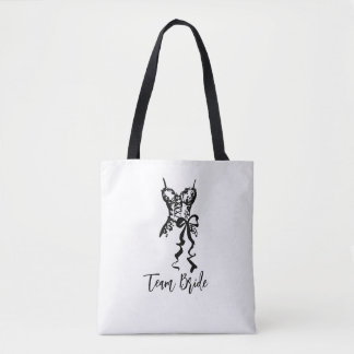 Tote Bag Team Bride Tote | Vintage Corset Sketch Design
