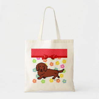 Tote Bag Teckel aux cheveux longs rouge 1