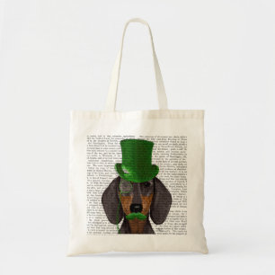 Tote Bag Teckel avec le noir vert Tan 2 de casquette