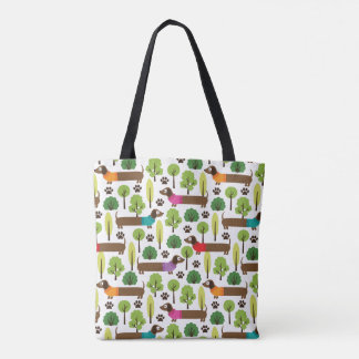 Tote Bag Teckels sur une promenade en parc