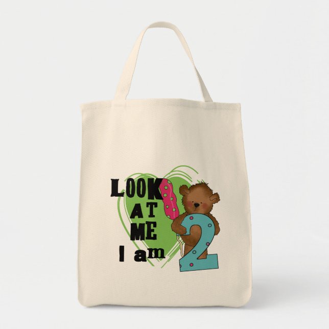 Tote Bag Teddy Bear I'm 2 Anniversaire T-shirts et cadeaux (Devant)