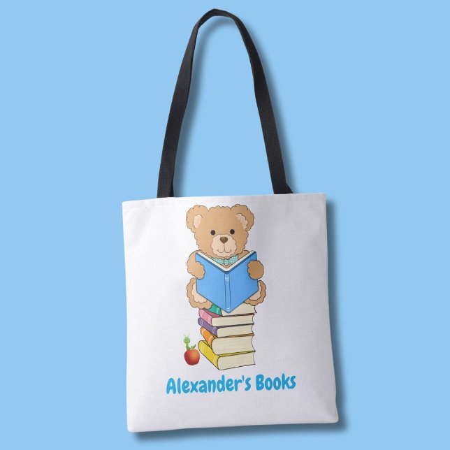 Tote Bag Teddy Bear Lit Ses Livres Personnalisés (Créateur téléchargé)
