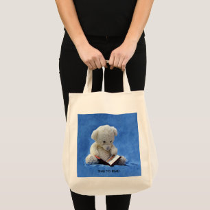 Tote Bag Teddy Bear Time to Read Blue Stuffed Animal