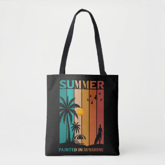 Tote Bag Tee Peint dans le Soleil Rétro Été