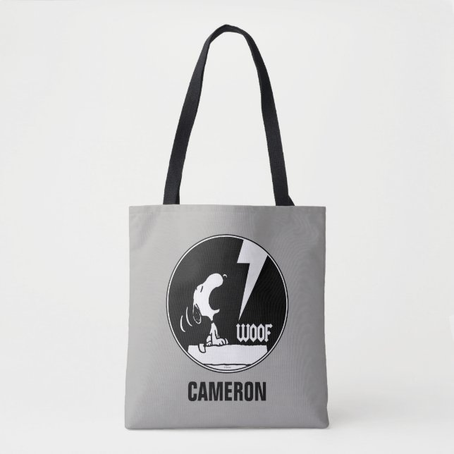 Tote Bag Tee - shirt | Snoopy Howling | Ajouter Votre Nom (Devant)