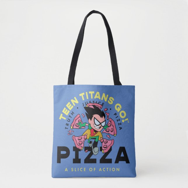 Tote Bag Teen Titans Go ! Robin "Truth Justice Pizza" (Devant)