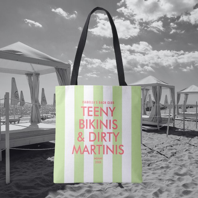 Tote Bag Teeny Bikinis & Dirty Martinis Bach Club Stripe (Créateur téléchargé)