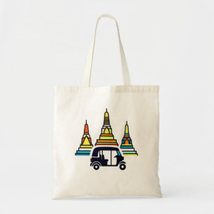 Tote Bag Temples thaïlandais et tuk tuks