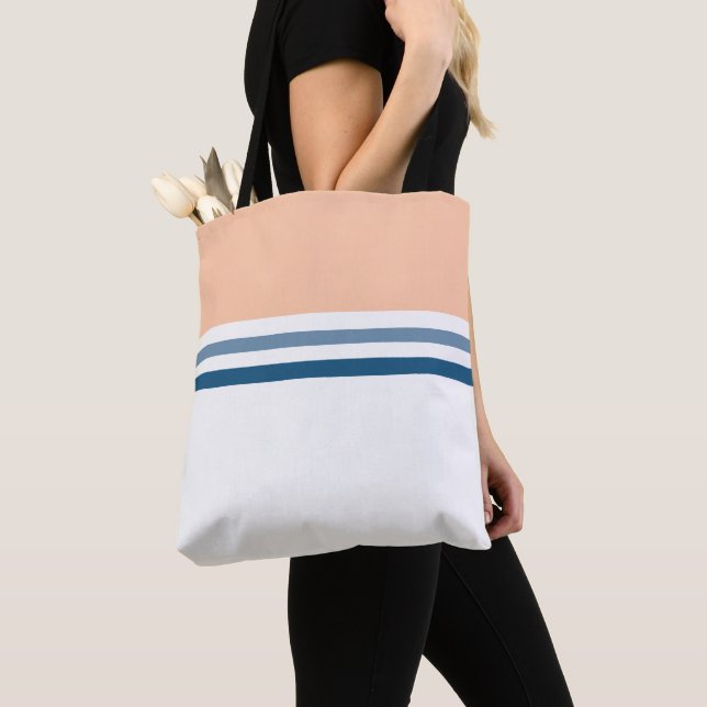 Tote Bag Tendance Moderne simple rétro Bandes rayées (De près)