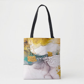 Tote Bag tendresse pastel : tourbillons dorés art.