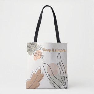 Tote Bag 'Tenir les choses simples' Art botanique terreux