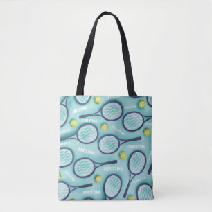 Tote Bag Tennis Racket Ball & Kids Girls Nom Motif mignonne
