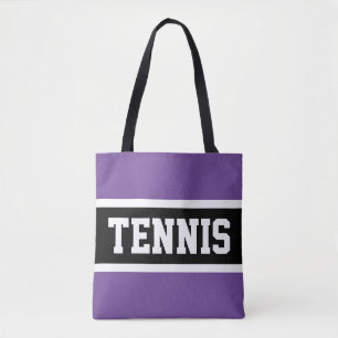 Tote Bag TENNIS Sportance Cool violet noir blanc rayures