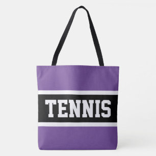 Tote Bag TENNIS Sportif Violet Noir Blanc Athlétique Rayure