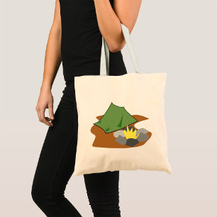 Tote Bag Tente de camping et feu de camp Aventure en plein