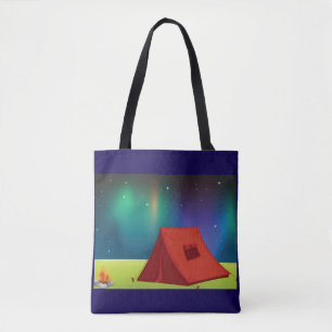 Tote Bag Tente de camping vibrante sous les aurores boréale
